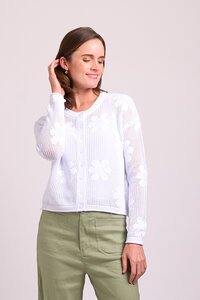 Foil Open Knit Floral Cardi