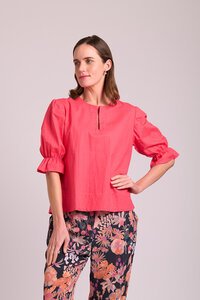 Foil Plain Puff & Gather Sleeve Top