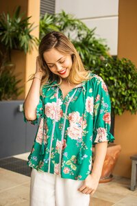 Fria The Label Floral Lace Trim Blouse