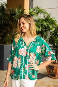 Fria The Label Floral Lace Trim Blouse