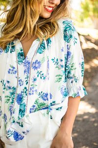 Fria The Label Floral Lace Trim Blouse