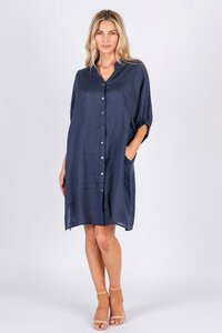 Worthier Annya Button Through Linen Dress