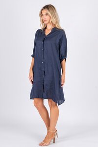 Worthier Annya Button Through Linen Dress