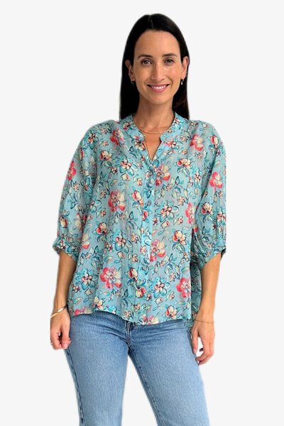 Worthier Aurelia Printed Top Blue-new-Preen