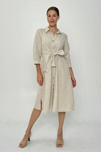 Worthier Lorah Tie Front Linen Dress