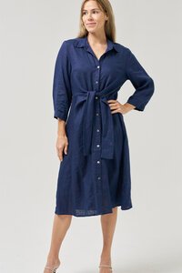 Worthier Lorah Tie Front Linen Dress