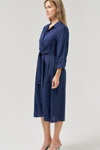 Worthier Lorah Tie Front Linen Dress