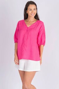 Worthier Savannah Linen Pleated Top