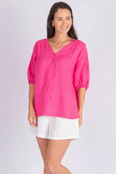 Worthier Savannah Linen Pleated Top-new-Preen