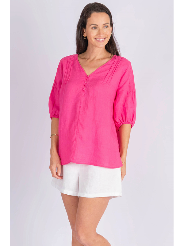 Worthier Savannah Linen Pleated Top