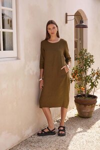 Tirelli Linen Diagonal Seam Dress