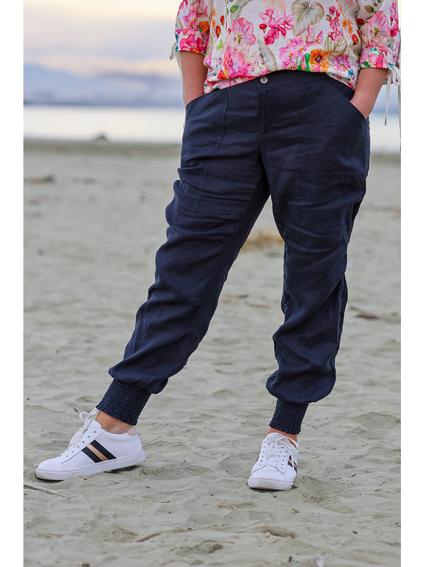 Foil Rouched Hem Pant