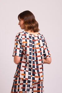 Oh Three Print Easy Fit Pleat Back Top