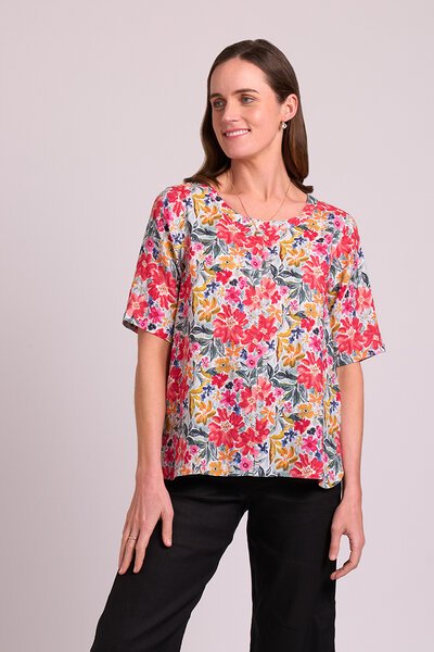 Oh Three Print Easy Fit Pleat Back Top-new-Preen