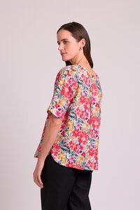 Oh Three Print Easy Fit Pleat Back Top