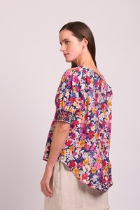 Preen Print Swing Shirred Cuff Top