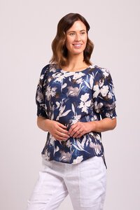 Preen Print Swing Shirred Cuff Top