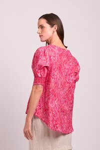 Preen Print Swing Shirred Cuff Top