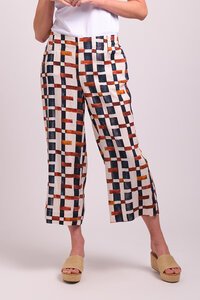 Foil Print Wide Leg Cropped Pant