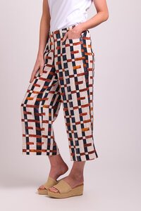 Foil Print Wide Leg Cropped Pant