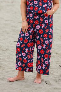 Foil Print Wide Leg Cropped Pant