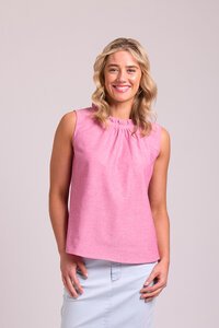 Oh Three Ruffle Neck Sleeveless Top