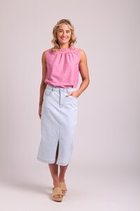 Oh Three Ruffle Neck Sleeveless Top