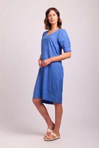 Foil Plain V Neck Puff Sleeve Dress