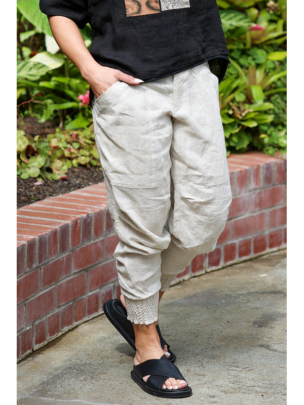 Foil Rouched Hem Pant