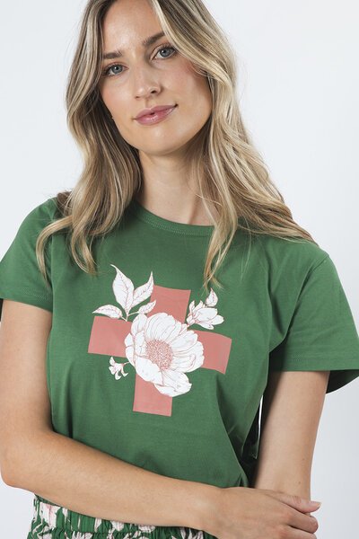 Stella + Gemma Floral Cross T-Shirt-new-Preen