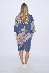 Cali & Co Big Button Linen Floral Dress