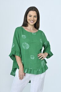 Cali & Co Circle Frill Hem Linen Top