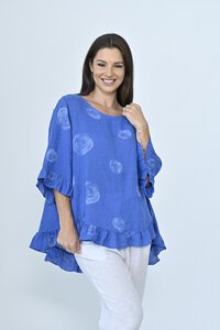 Cali & Co Circle Frill Hem Linen Top