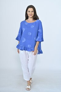 Cali & Co Circle Frill Hem Linen Top