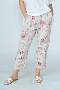 Cali & Co Tapered Floral Linen Pant