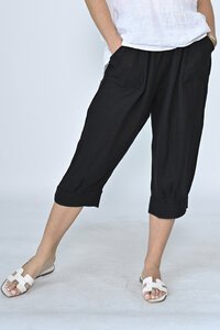 Cali & Co Wide Pant Cuff 3-4 Linen Pant