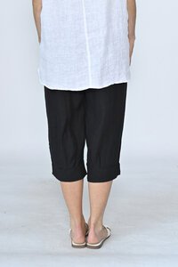 Cali & Co Wide Pant Cuff 3-4 Linen Pant