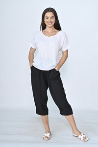 Cali & Co Wide Pant Cuff 3-4 Linen Pant