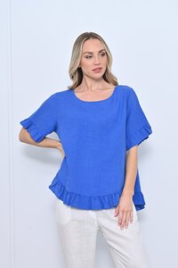 Cali & Co Plain Frill Hem Linen Top