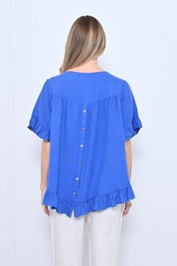 Cali & Co Plain Frill Hem Linen Top