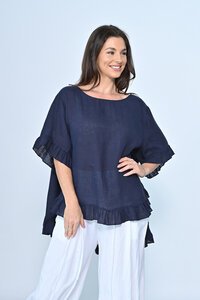 Cali & Co Plain Frill Hem Linen Top