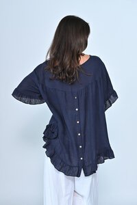 Cali & Co Plain Frill Hem Linen Top