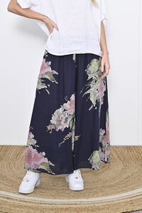 Cali & Co Wide Leg Linen Floral Pant