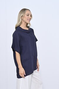 Cali & Co Turtle Neck Linen Top