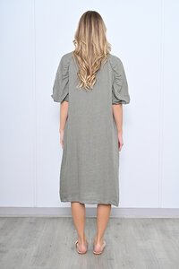 Cali & Co Puff Sleeve Linen Dress