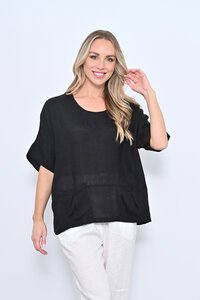 Cali & Co Front Pockets Linen Top