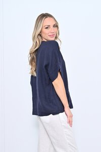 Cali & Co Front Pockets Linen Top