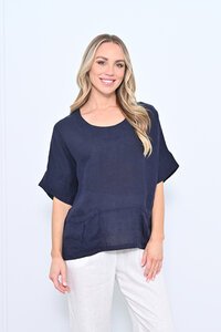 Cali & Co Front Pockets Linen Top