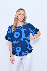 New U Elora Print Ruffle Top