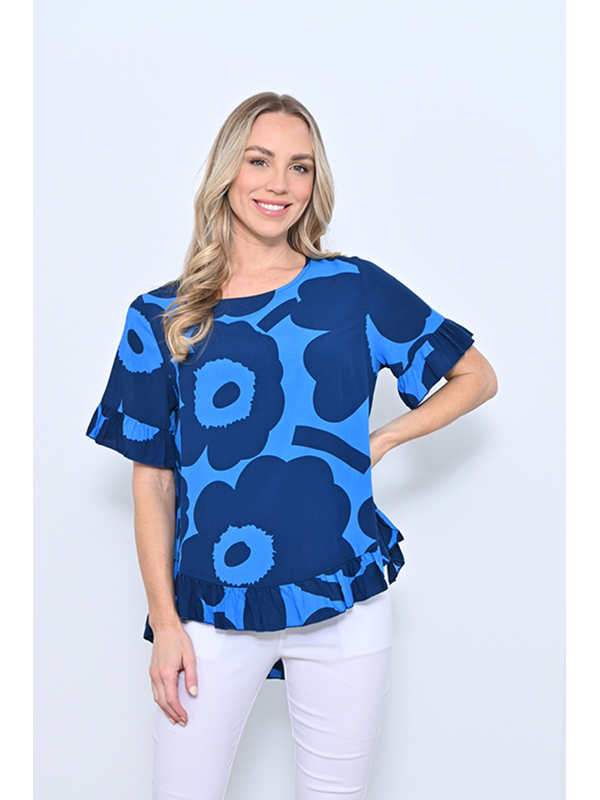 New U Elora Print Ruffle Top